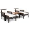 5 Pieces Mix Brown Rattan Patio Set with Off-White Cushions and Acacia Table